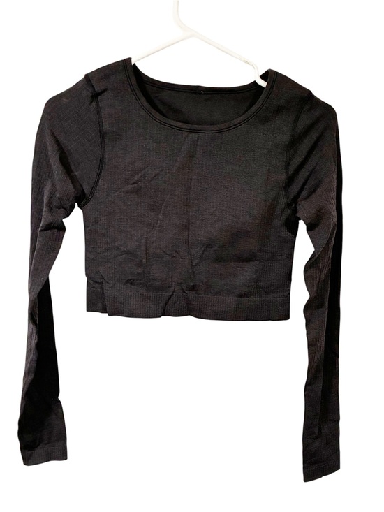 lululemon athletica Tops - Lululemon Black Ribbed Cropped Under Layer Long Sleeve Athletic Top Size 6